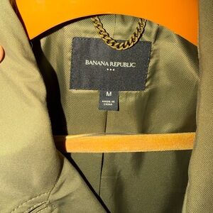 Banana Republic Khaki Green Oversized Short Trench Coat